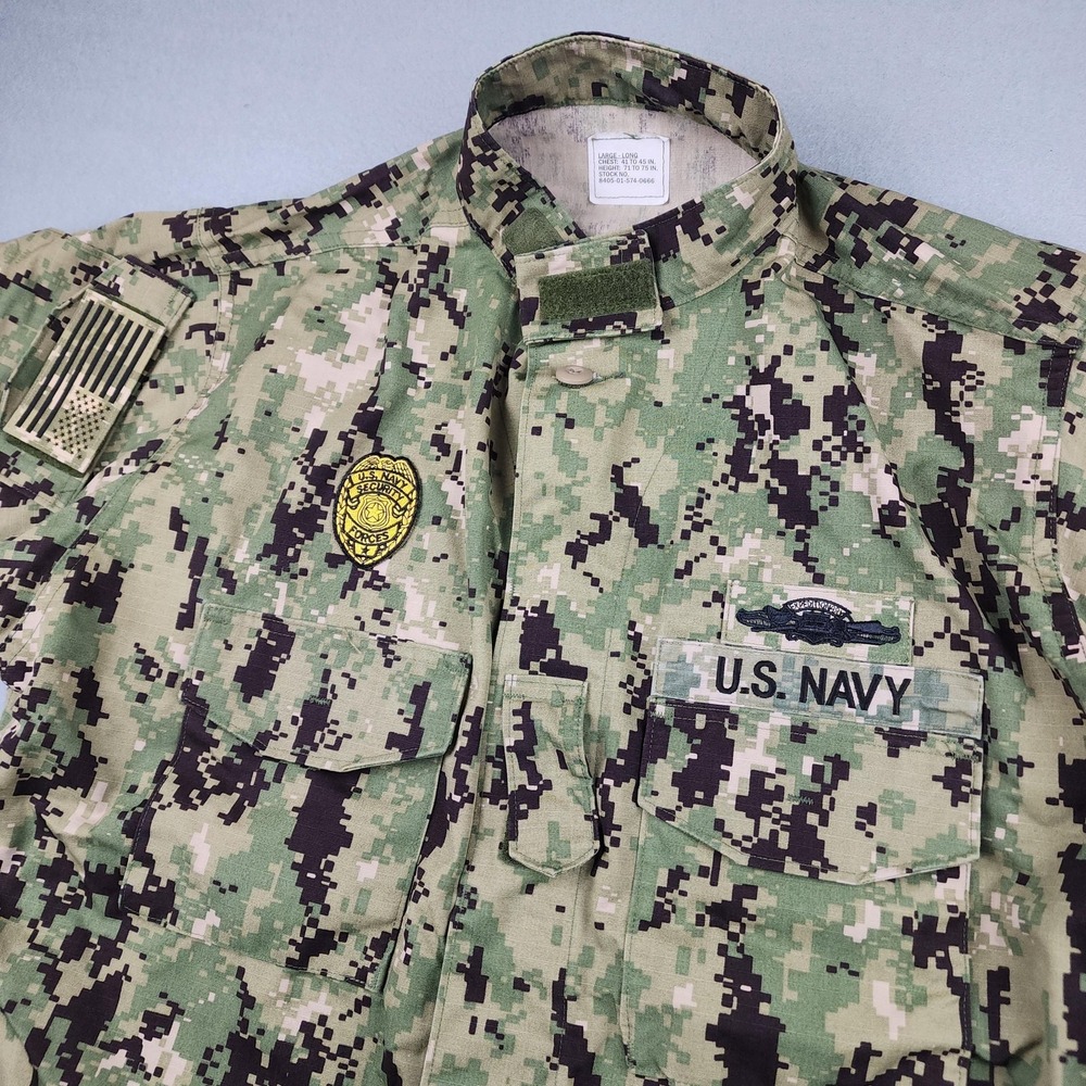 U.S Navy Blouse Large Long Working Uniform Type III NWU Seals Military Camo Top